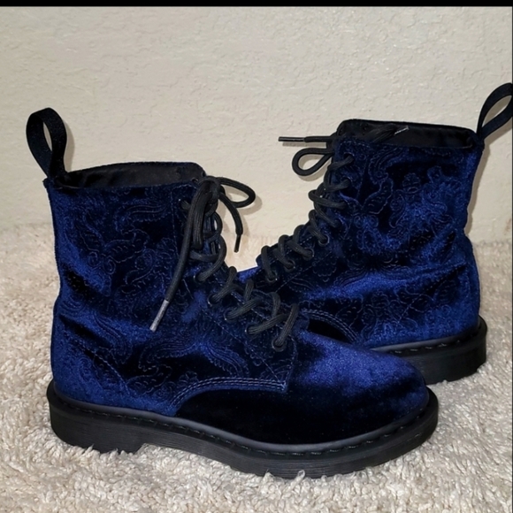 Dr. Martens Blue Velvet Boots - Picture 14 of 14